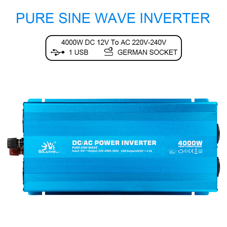 54x25.5x10.3CM 4KW Pure Sine Wave Power Inverter Aluminum Material